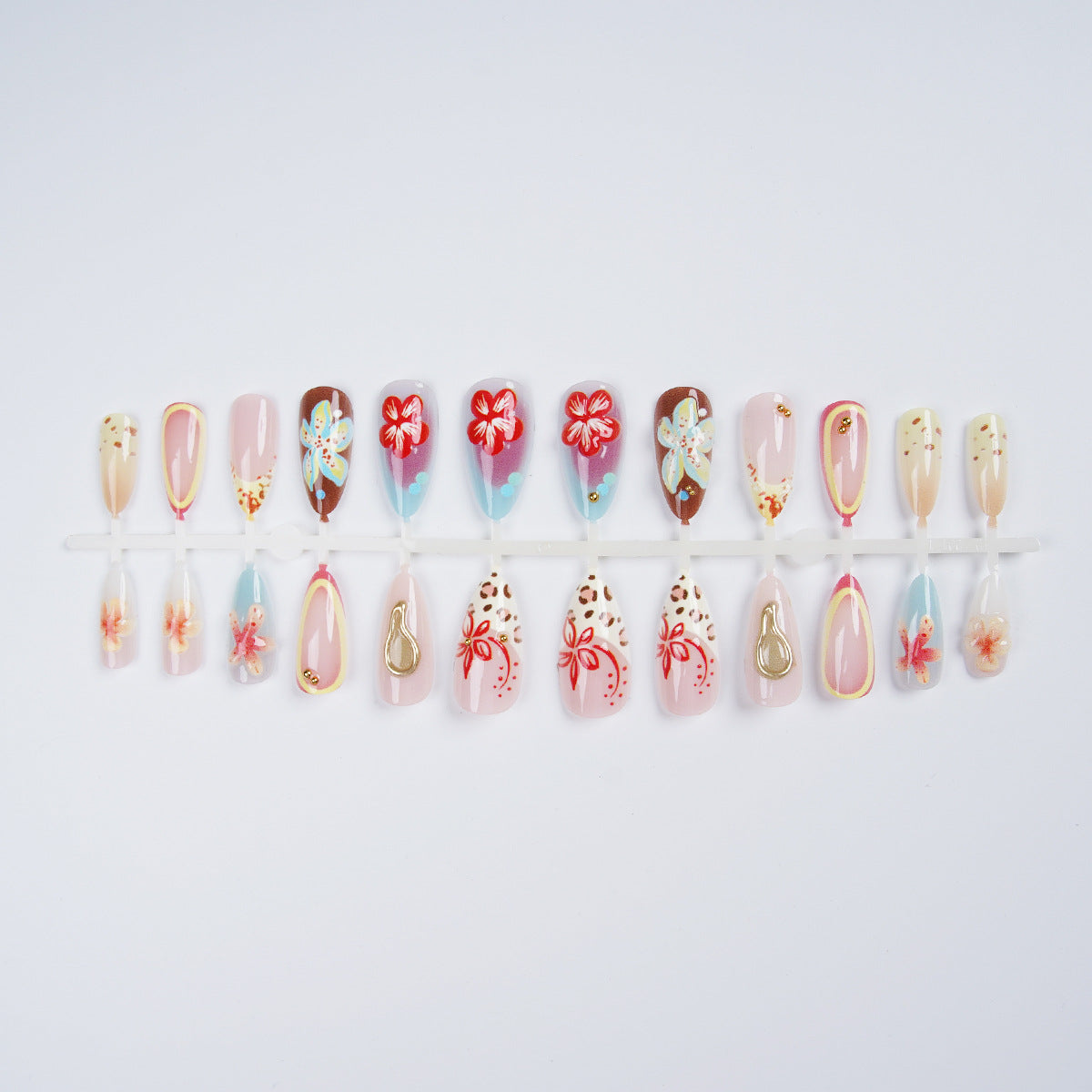 Siopsrl | Artificial Nail Set with Floral Accents Siopsrl