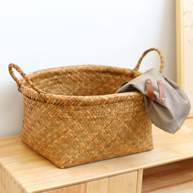 Unisex Natural Fiber Storage Basket with Wide Rim Siopsrl