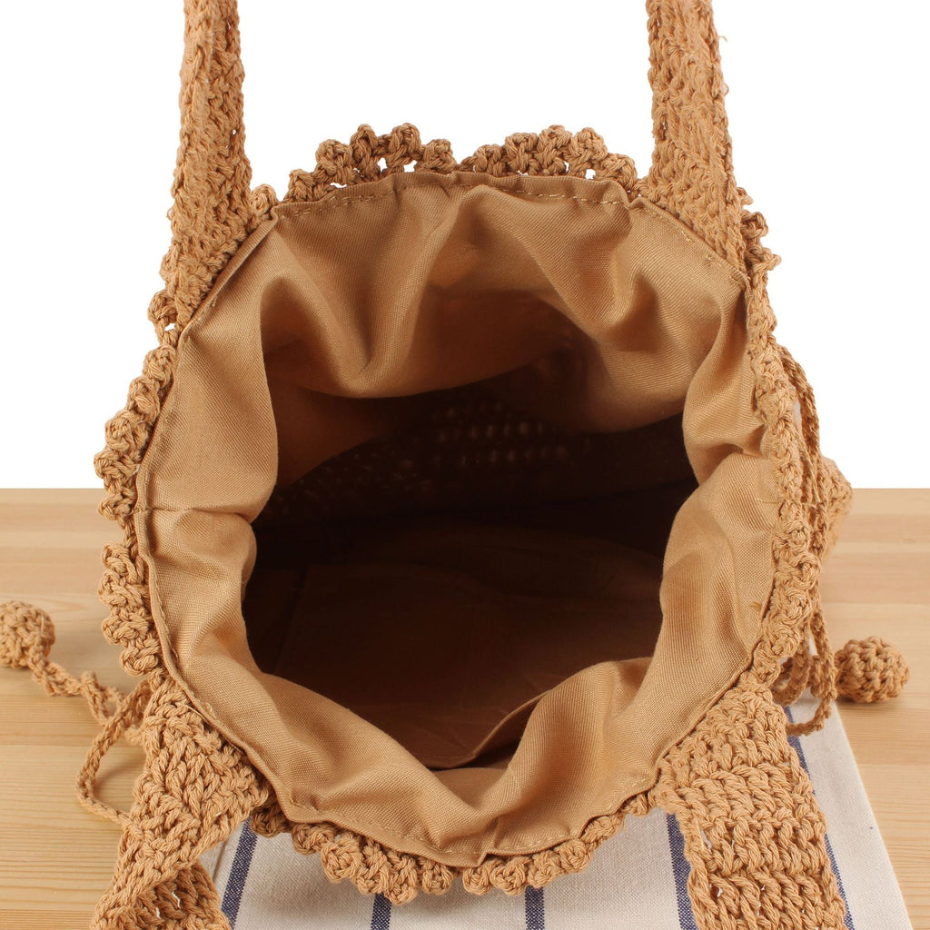 Siopsrl | Macrame Shopper Bag with Decorative Drawstring Siopsrl