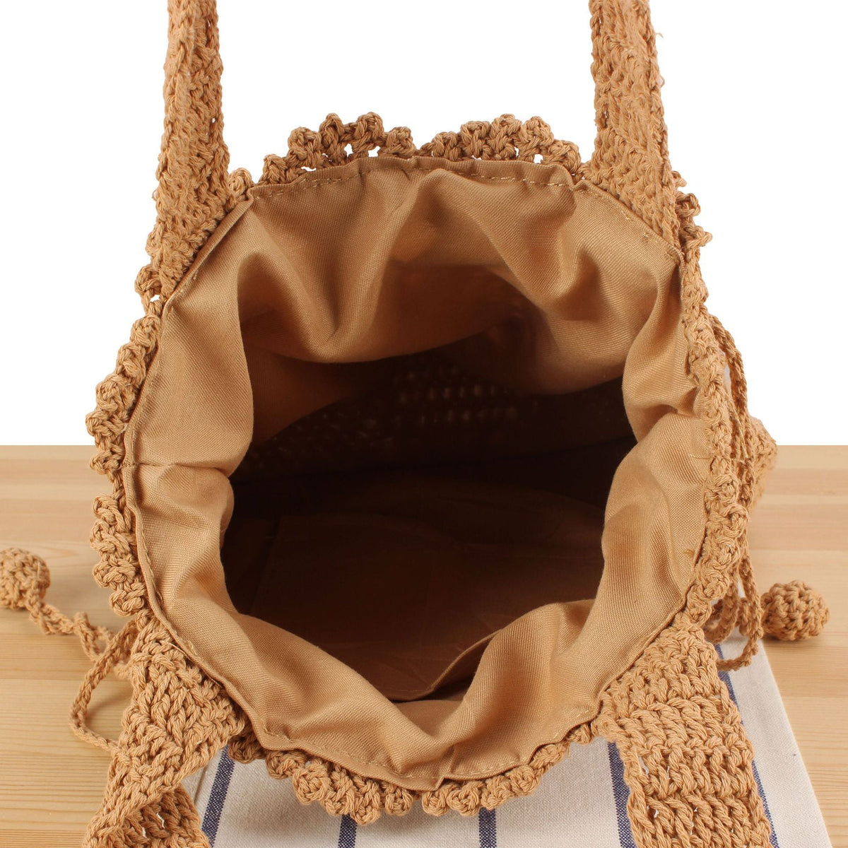 Siopsrl | Macrame Shopper Bag with Decorative Drawstring Siopsrl
