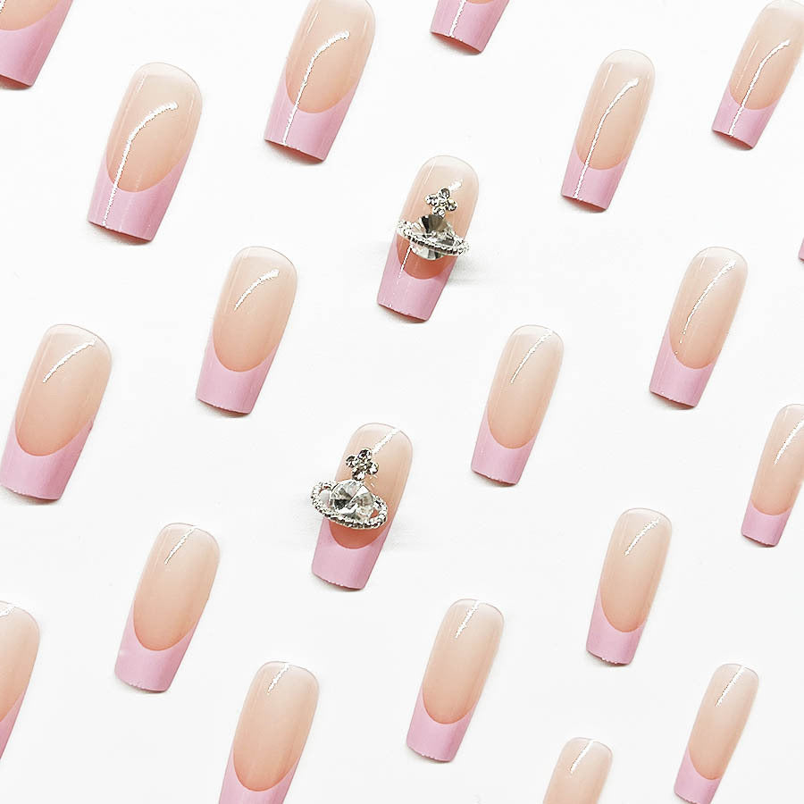 Siopsrl | Acrylic nail set with luxurious floral and rhinestone decorations Siopsrl