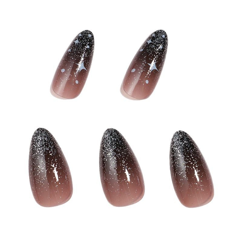 Siopsrl | Artistic Ombre Press-On Nail Set with Celestial Design Siopsrl