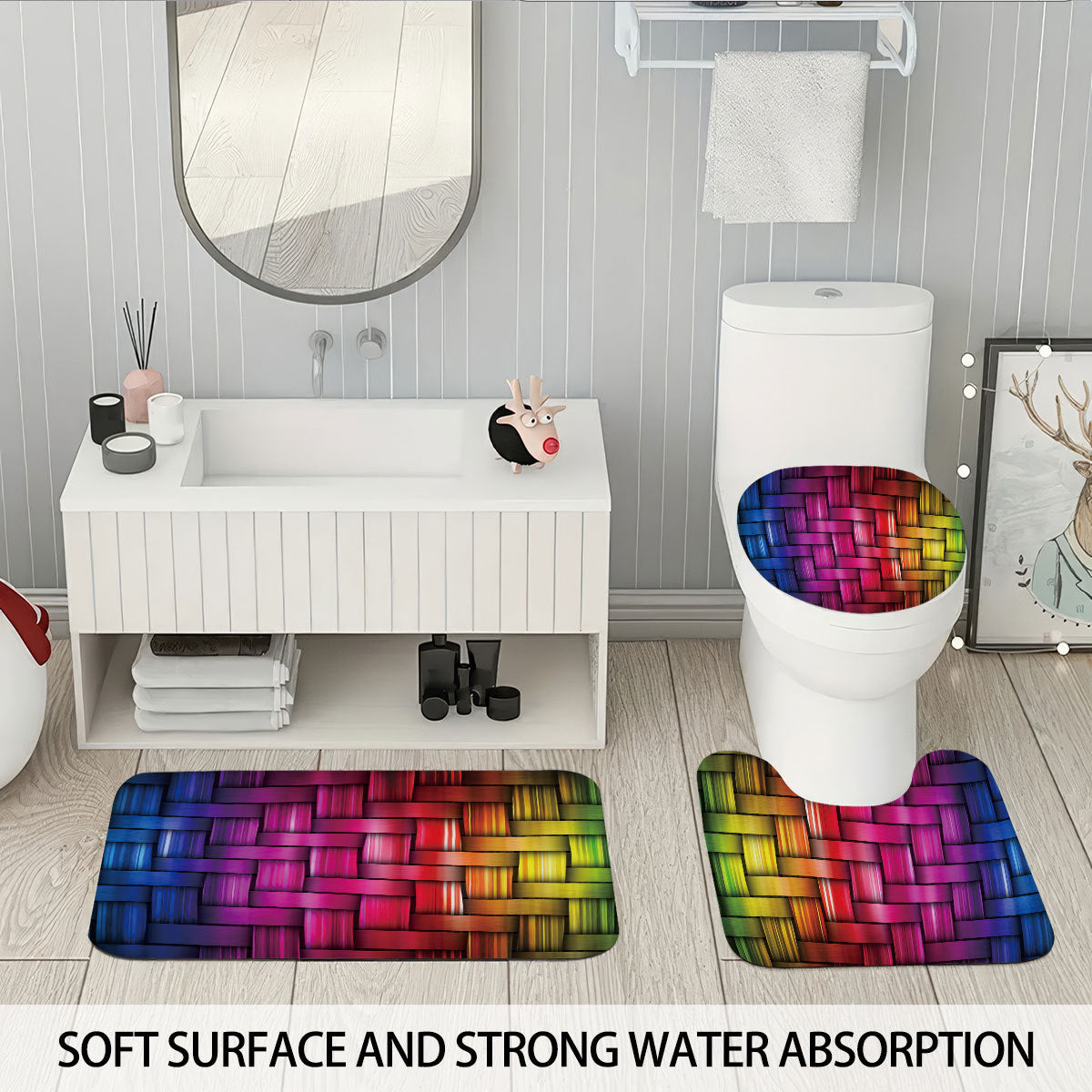 Siopsrl | Digital Cube Pattern Bathroom Set Siopsrl