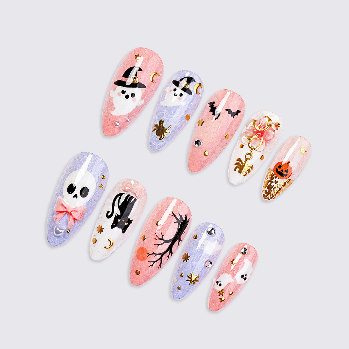 Halloween Artificial Nail Set with Creative, Spooky Designs Siopsrl