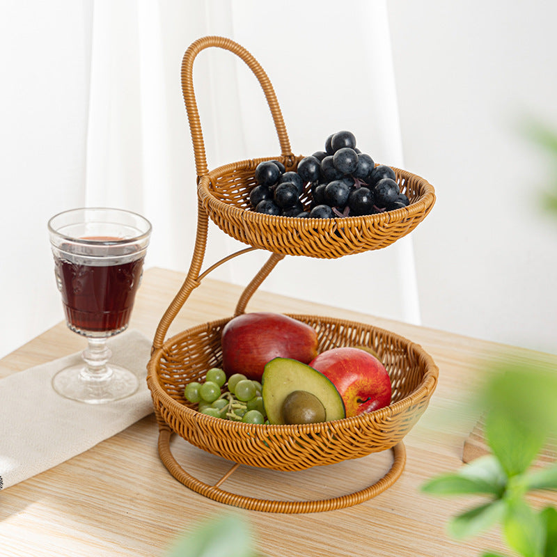 Woven Rattan Storage Basket with Handles for Home Organization