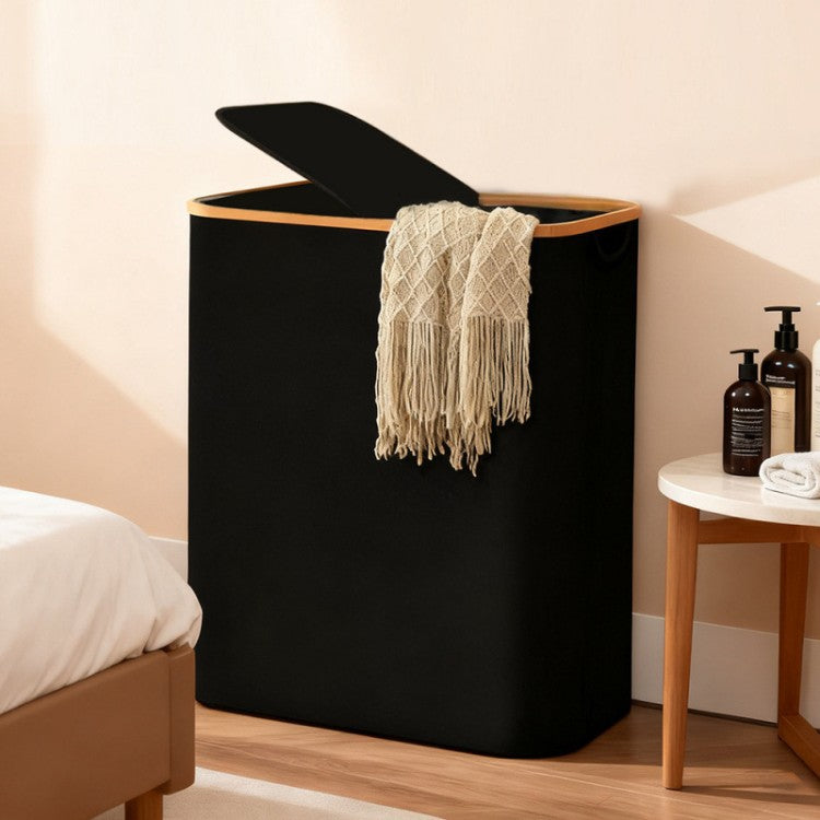 Laundry separation system with bamboo lid and multiple compartments Siopsrl