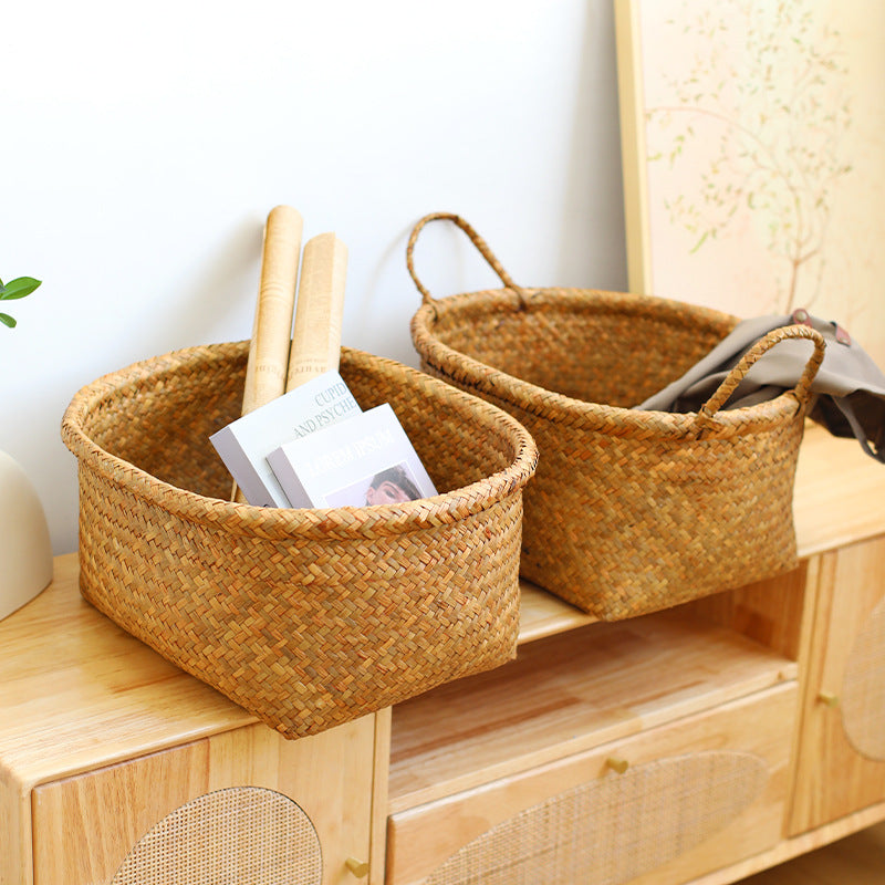 Unisex Natural Fiber Storage Basket with Wide Rim Siopsrl