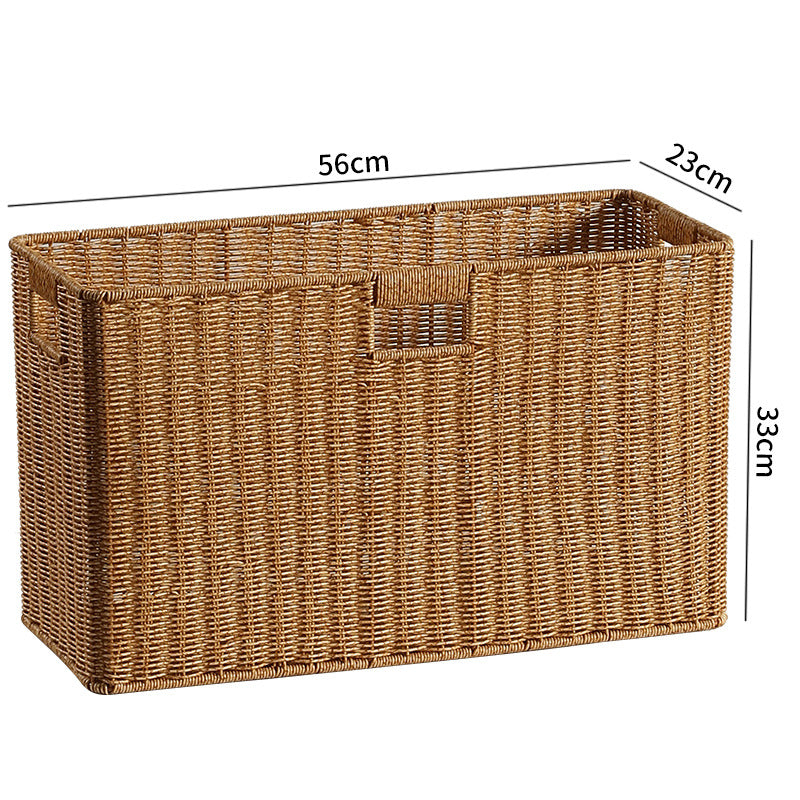 Rectangular Woven Storage Basket with Cut-Out Handles with Cutout Handles