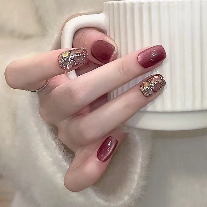 Siopsrl | Artistic Glitter-Embellished Press-On Nail Set Siopsrl