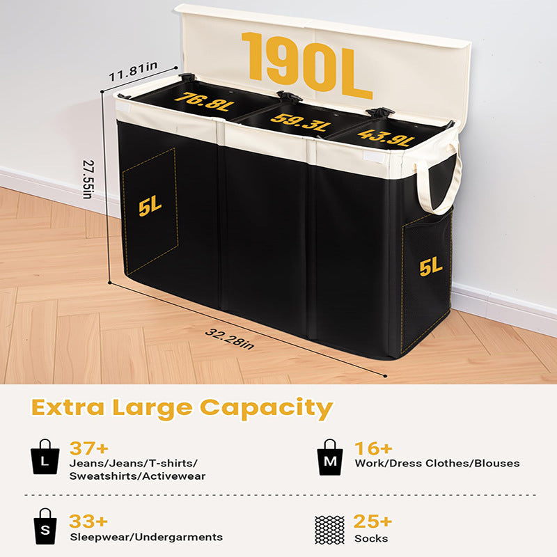 Generous laundry container with removable inner pockets Siopsrl