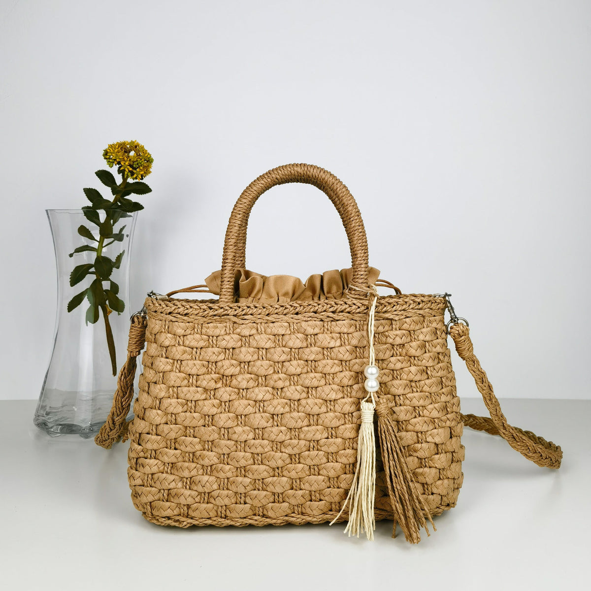 Siopsrl | Woven Handbag with Drawstring Siopsrl