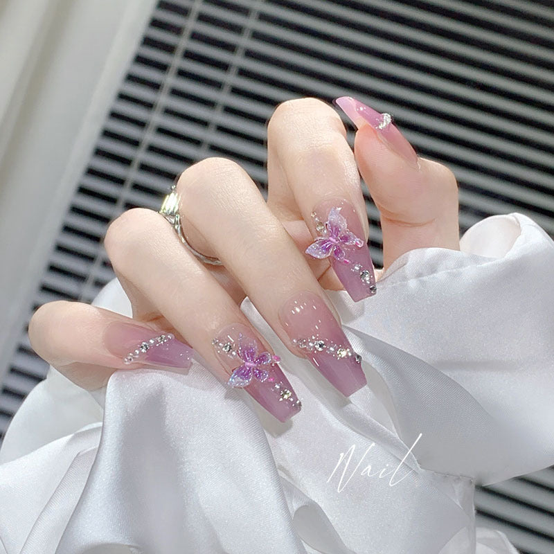 Siopsrl | Artificial nails with elegant lilac design Siopsrl