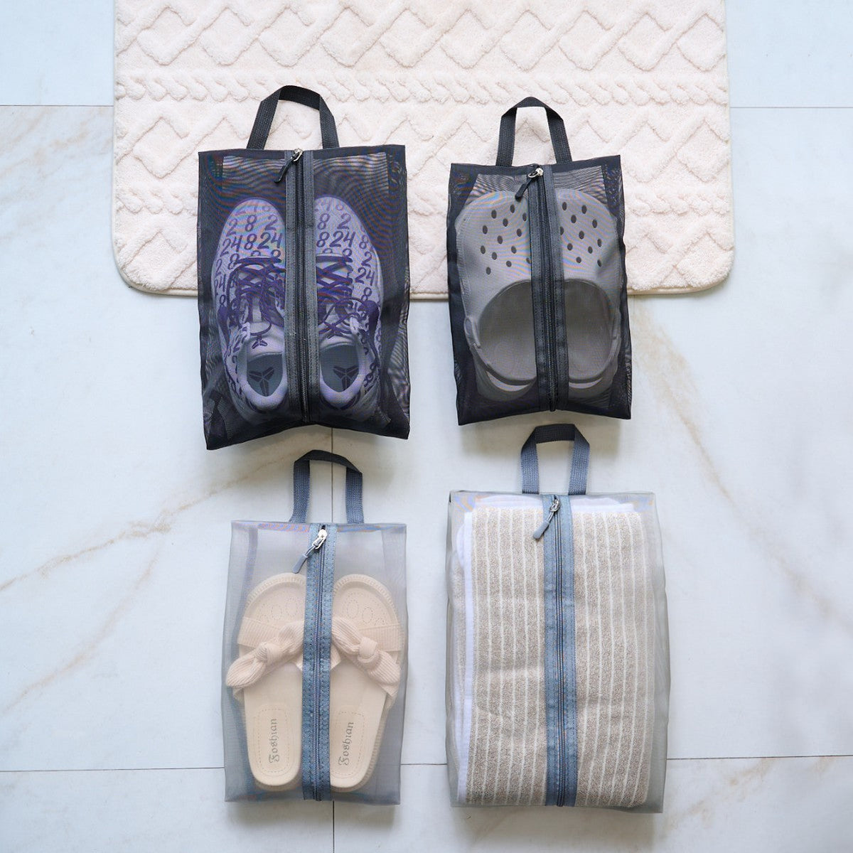 Siopsrl | Transparent Mesh Zipper Shoe Bag with Handle Siopsrl