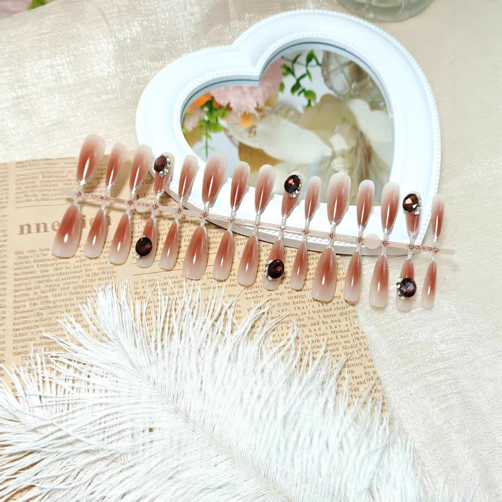 Siopsrl | Elegant Artificial Nails with Shimmering Gradient and Sparkling Accents Siopsrl