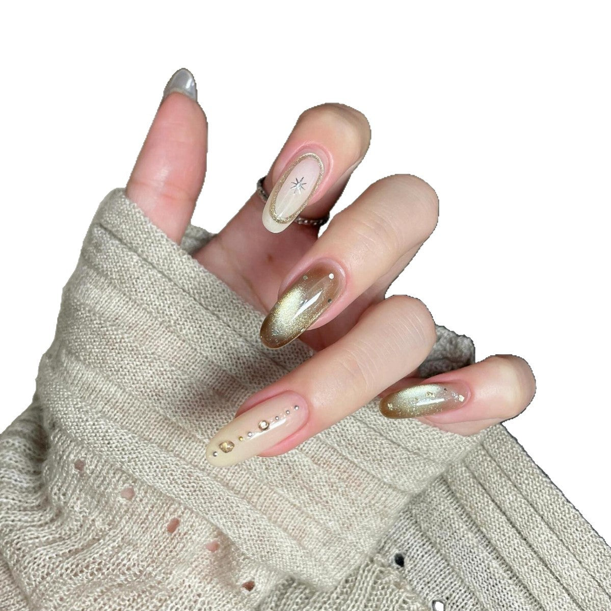 Siopsrl | Artificial nails with glitter and star design Siopsrl