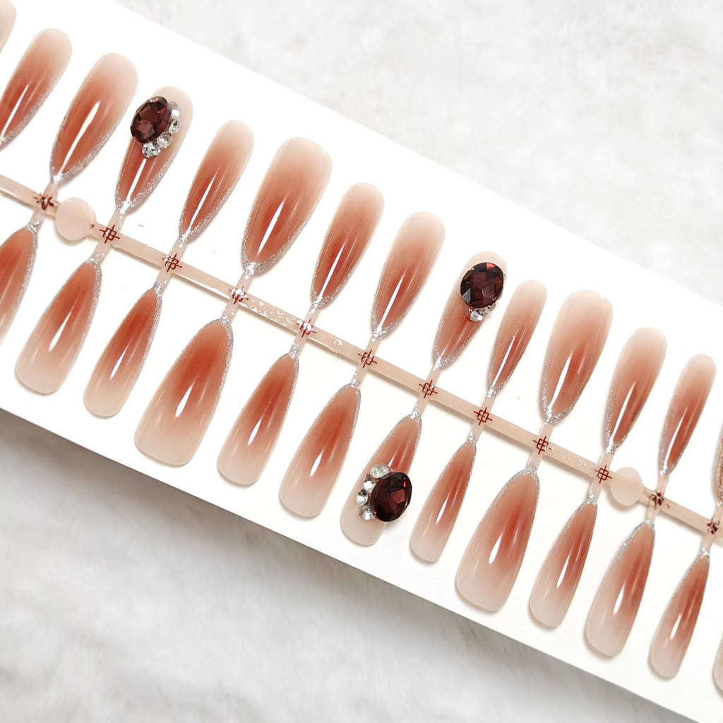 Siopsrl | Elegant Artificial Nails with Shimmering Gradient and Sparkling Accents Siopsrl