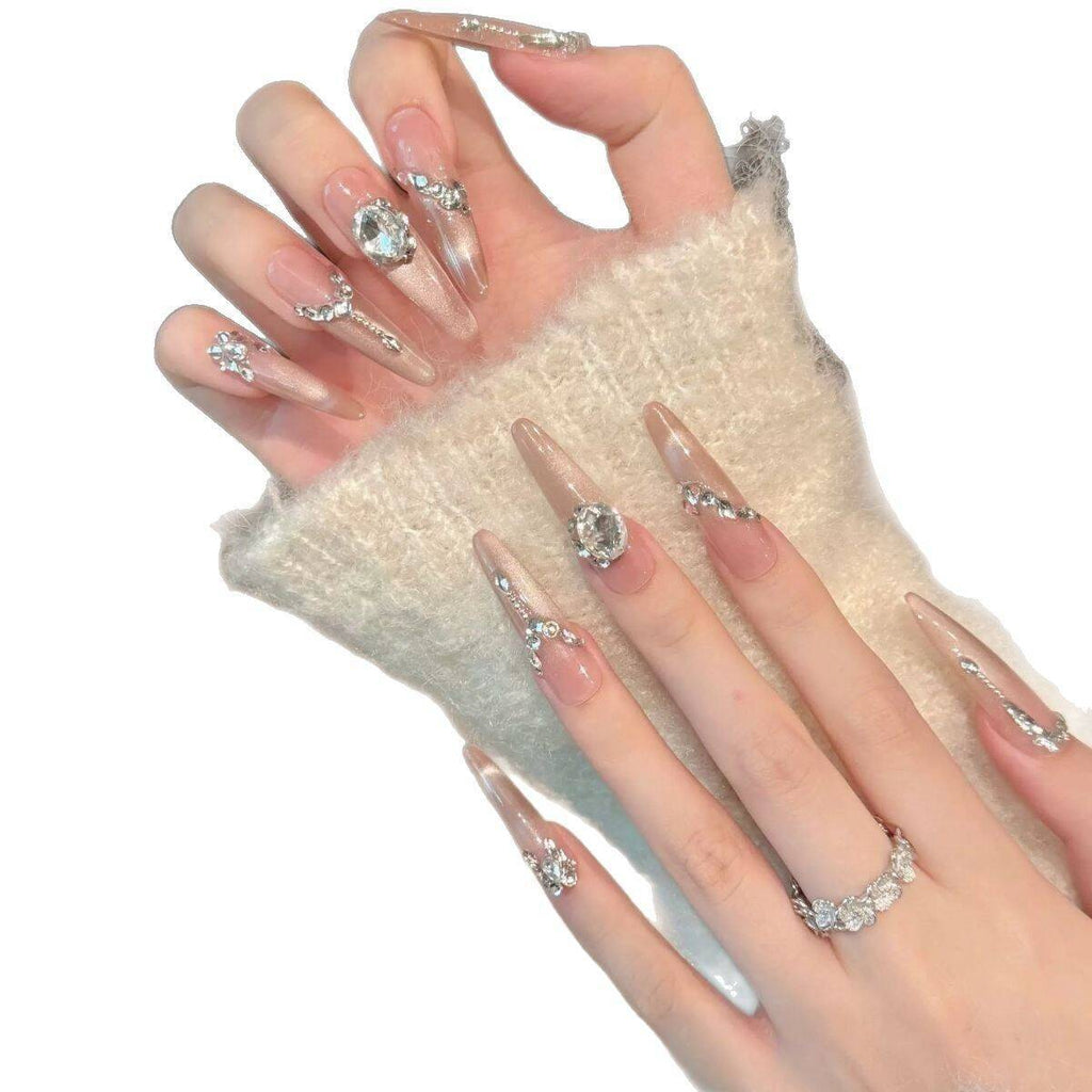 Siopsrl | Decorative Press-On Nails with Gem Accents Siopsrl