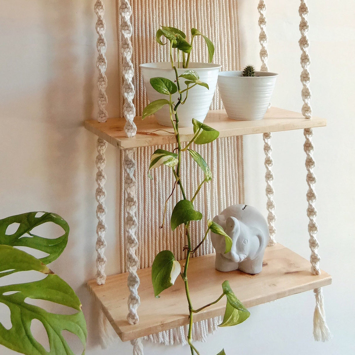 Macrame Plant Shelf with Decorative Hanging Design Siopsrl
