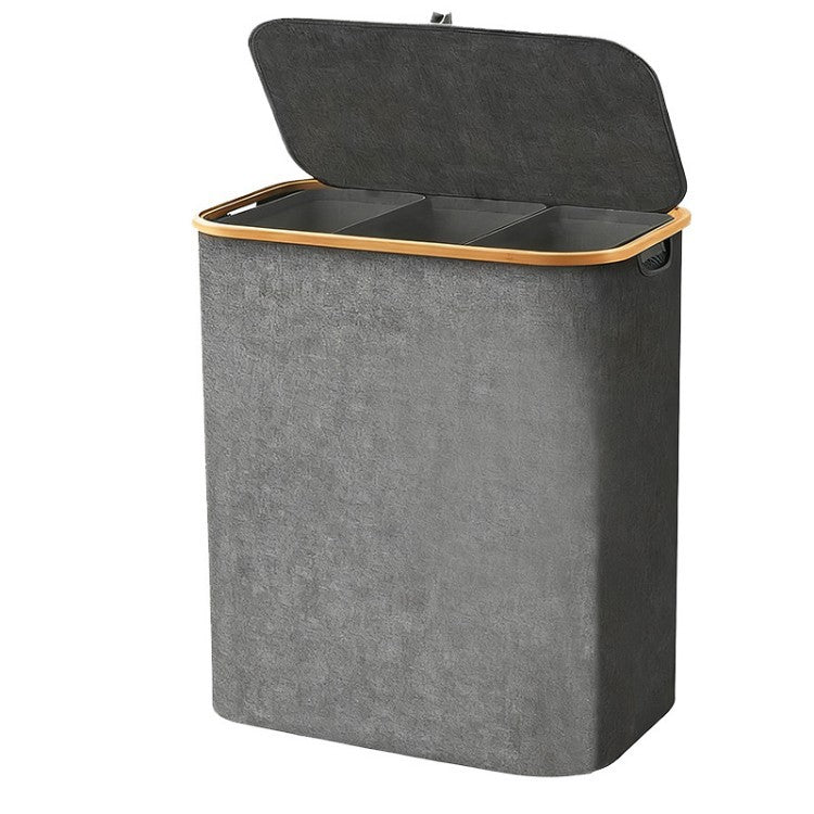 Laundry separation system with bamboo lid and multiple compartments Siopsrl