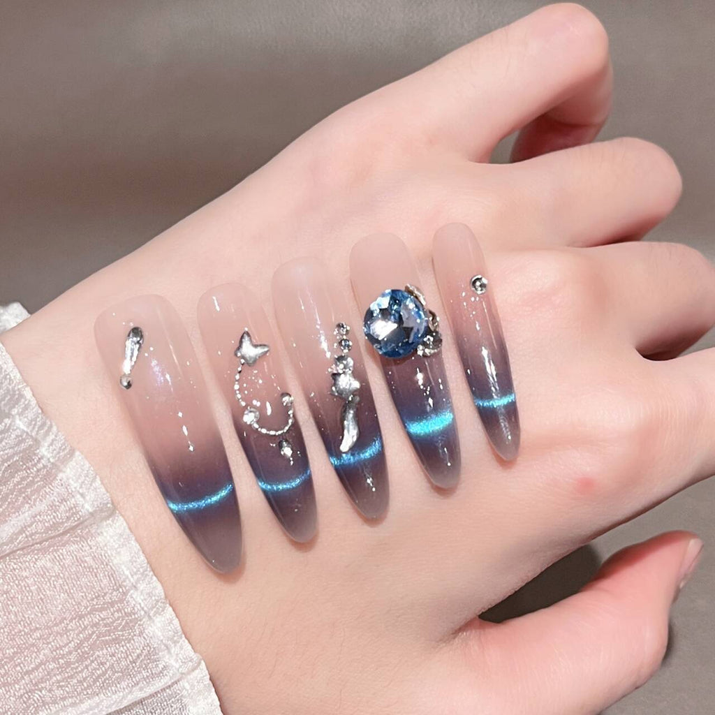 Siopsrl | Decorative Press-On Nails with Gem Accents Siopsrl