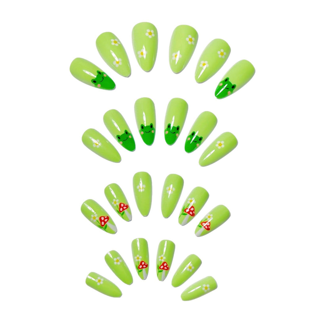 Siopsrl | Artificial nails with cute frog and flower design Siopsrl