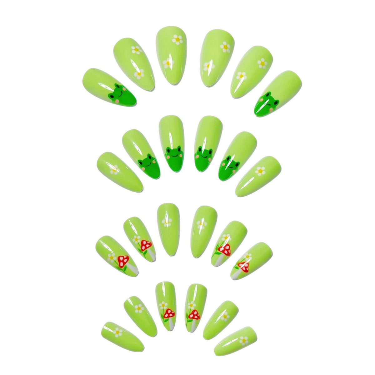 Siopsrl | Artificial nails with cute frog and flower design Siopsrl