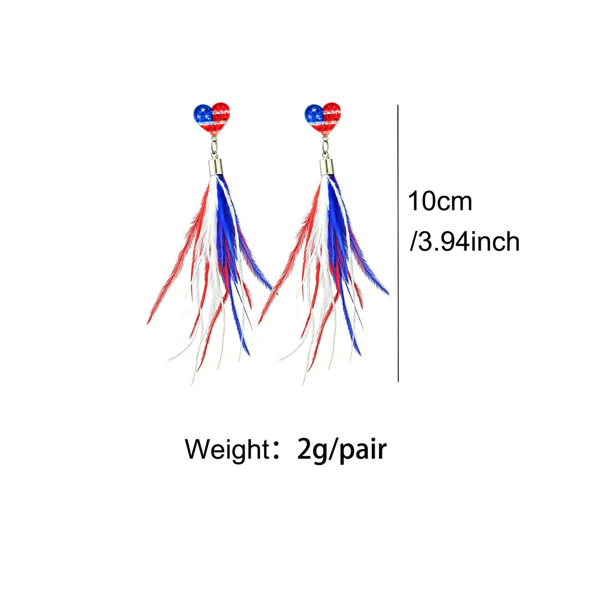 Siopsrl | Ladies long feather earrings with tassels, round cabochon stud and nickel-free setting Siopsrl