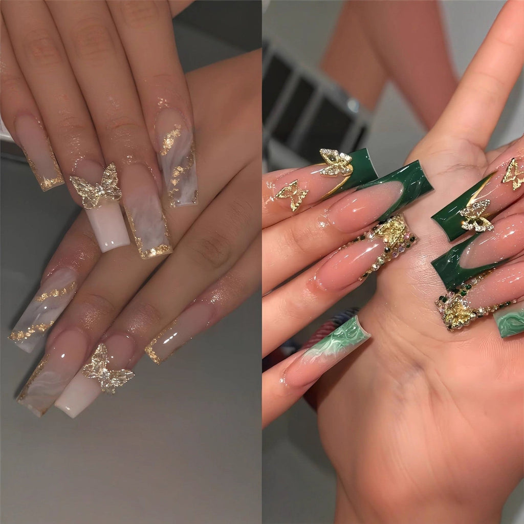 Siopsrl | Artistic Marble Effect Press-On Nail Extensions Siopsrl