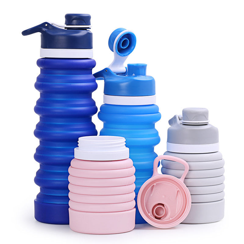 Siopsrl | Collapsible silicone water bottle with ergonomic ribbed grip and flip-top spout Siopsrl