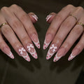 Siopsrl | Artificial nails with romantic floral and ribbon motifs Siopsrl