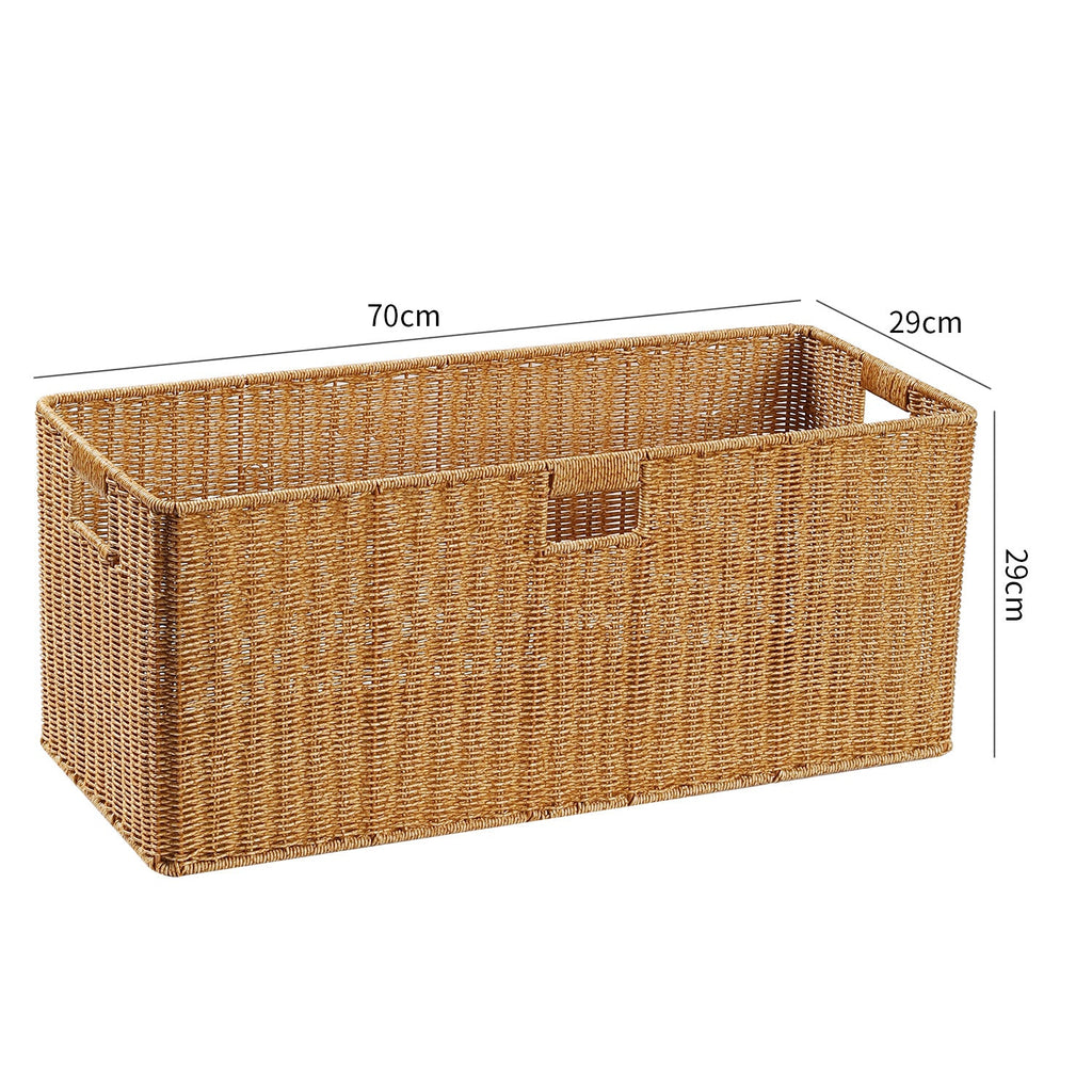 Handwoven Rectangular Storage Basket with Cut-Out Handles Siopsrl
