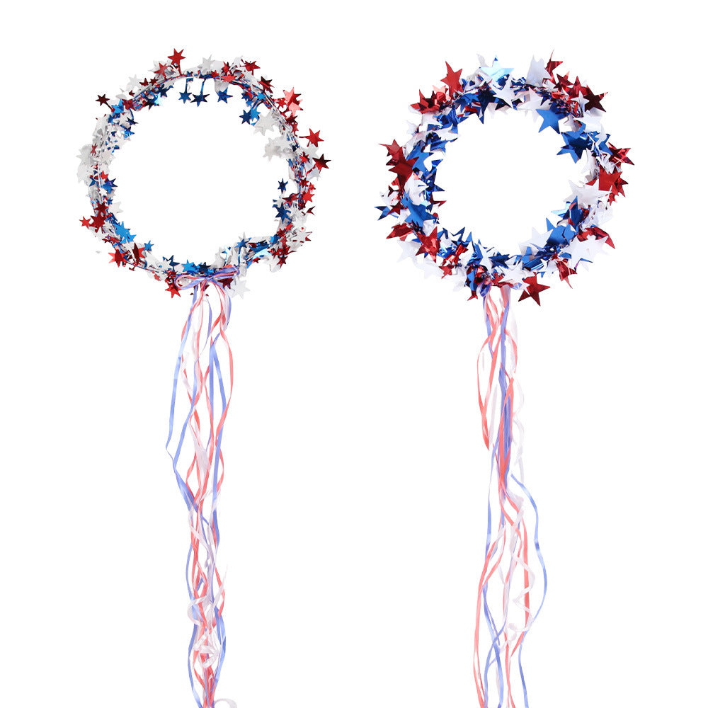 Unisex nan metallic star garland hoop with long ribbon tails for door and ceiling decor Siopsrl