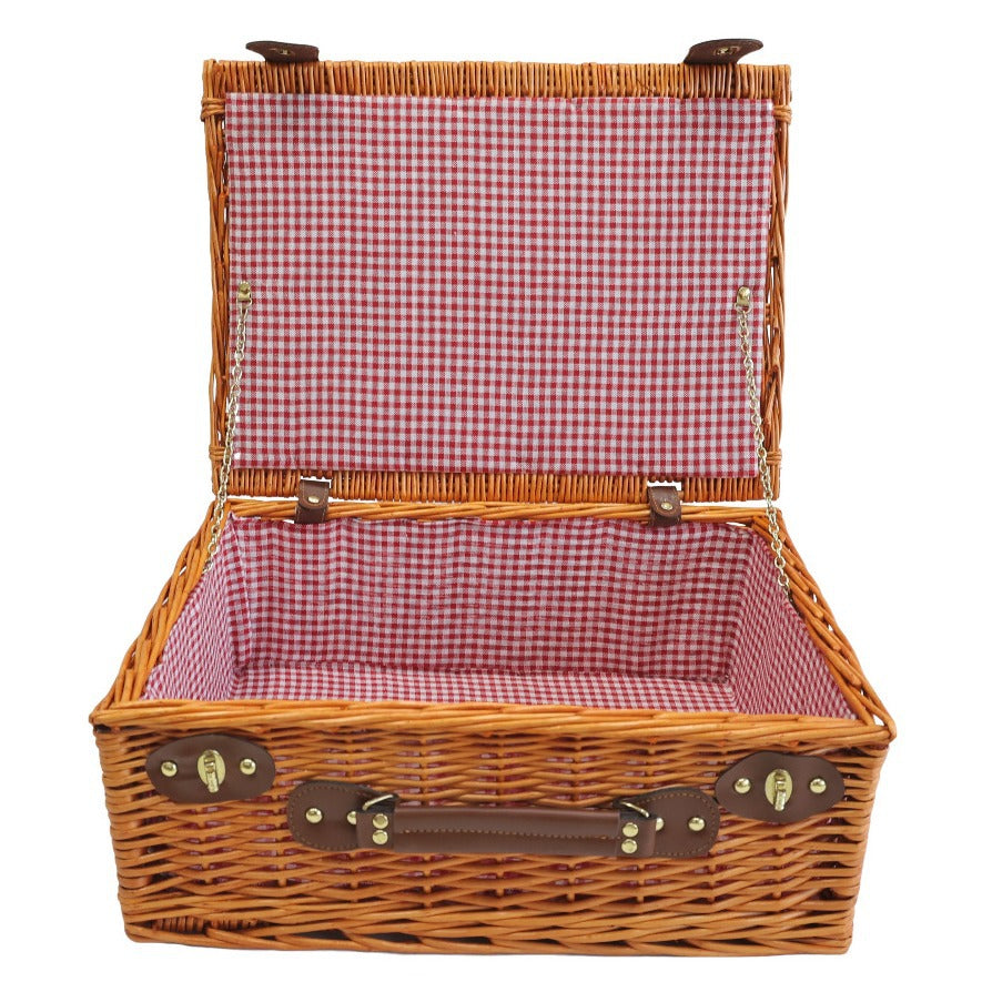 Ladies picnic basket with removable compartments and stylish checkered fabric Siopsrl