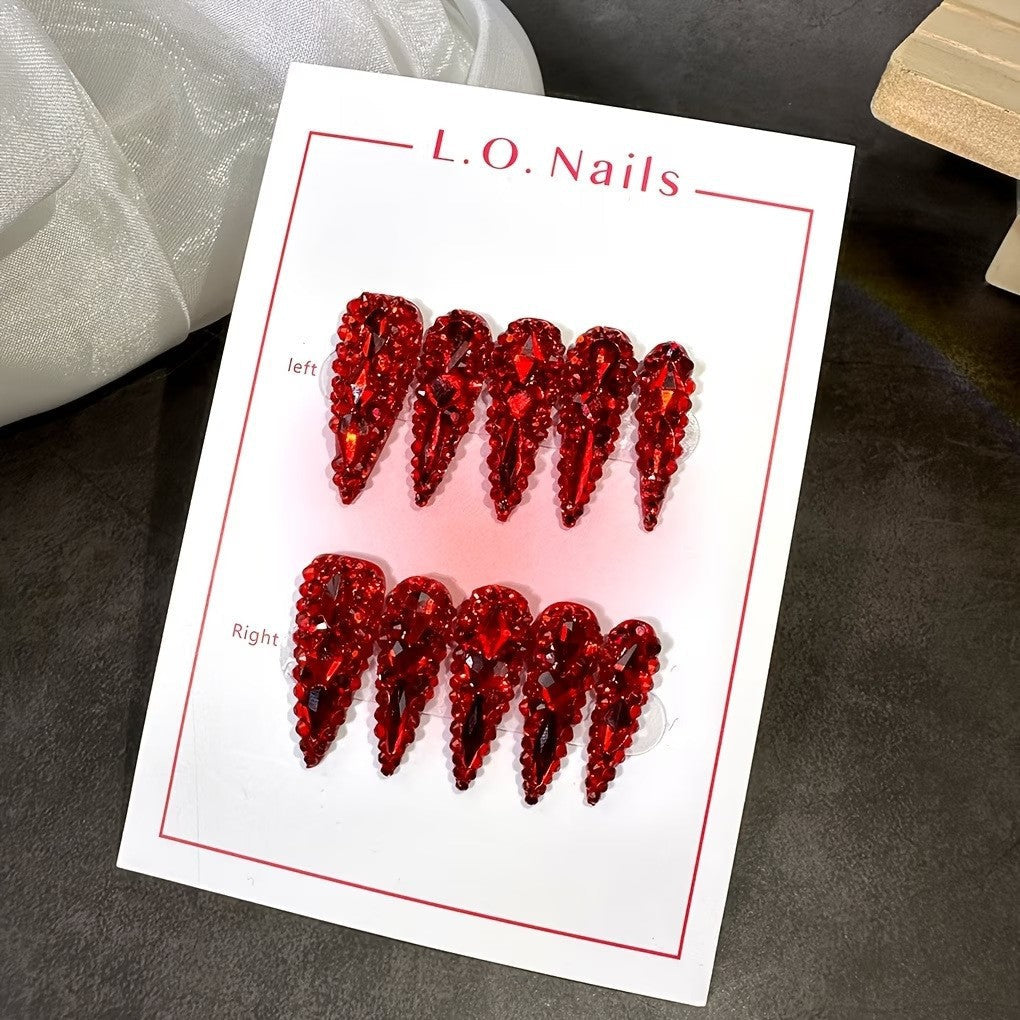 Siopsrl | Rhinestone-Embellished Stiletto Nail Extensions Siopsrl