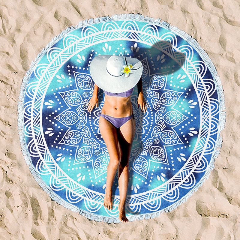 Siopsrl | round beach towel with cheerful palm motif Siopsrl