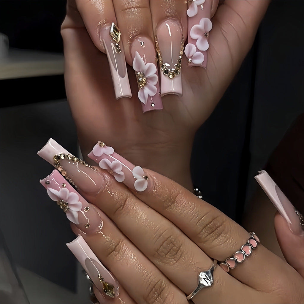 Siopsrl | Extravagant Floral Press-On Nail Extensions Siopsrl