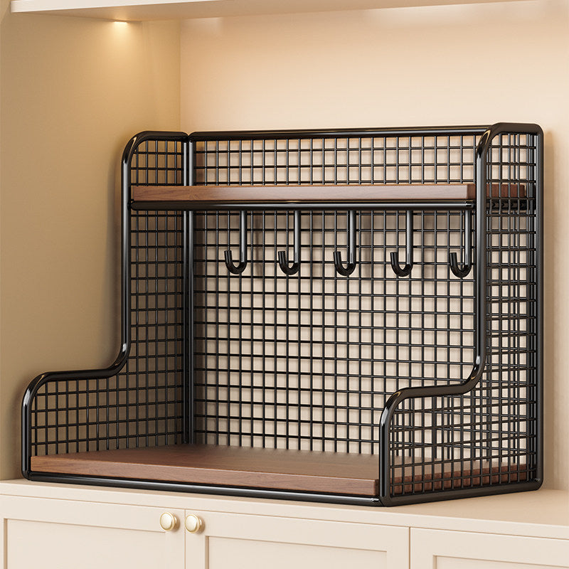 Wall-Mounted Double-Shelf Organizer with Hooks Siopsrl