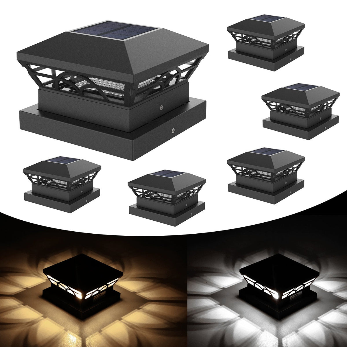 Siopsrl | Decorative Solar LED Post Cap Projector Light With Ornate Cutout Pattern Siopsrl