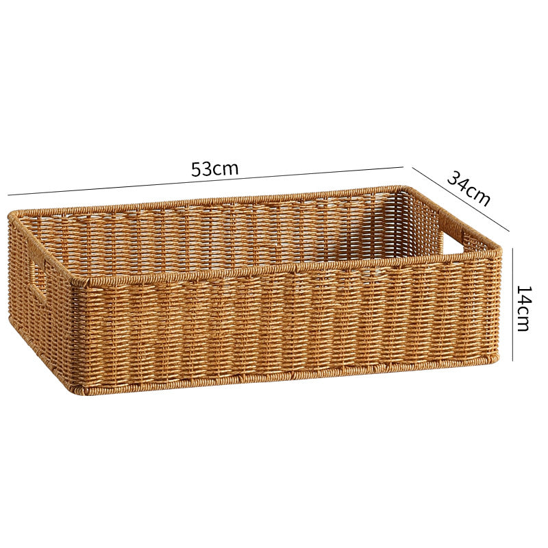 Handwoven Rectangular Storage Basket with Cut-Out Handles Siopsrl