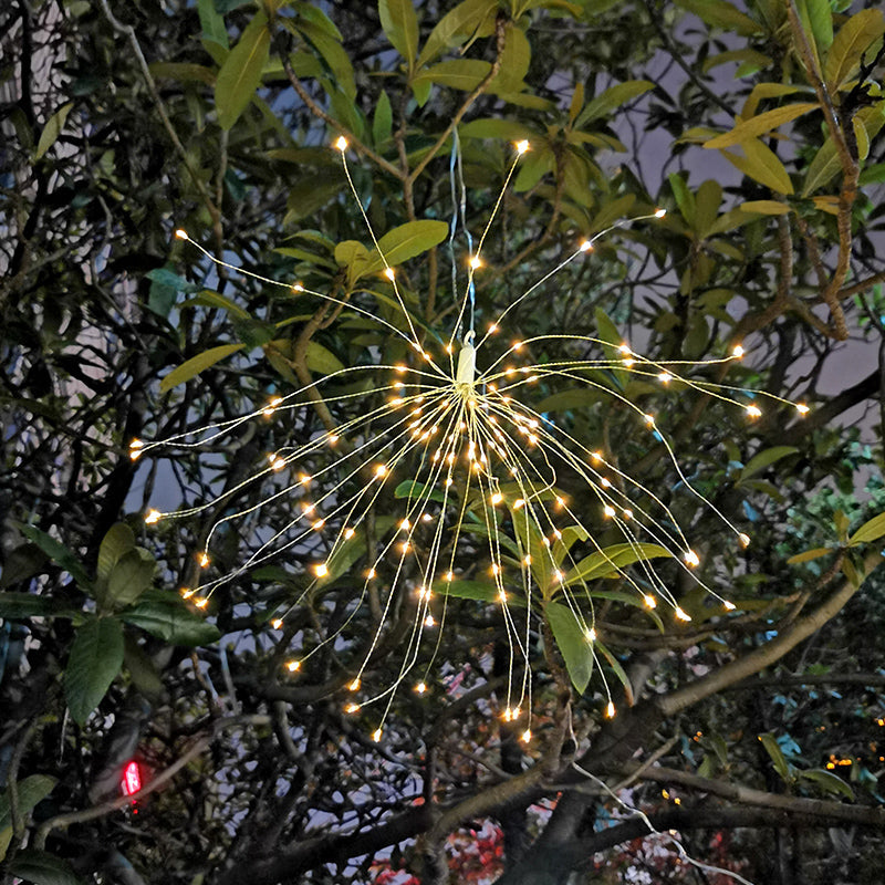 Solar-Powered Starburst Hanging LED Garden Lights With Waterproof Firework-Shaped Clusters And Automatic Dusk-To-Dawn Sensor Siopsrl