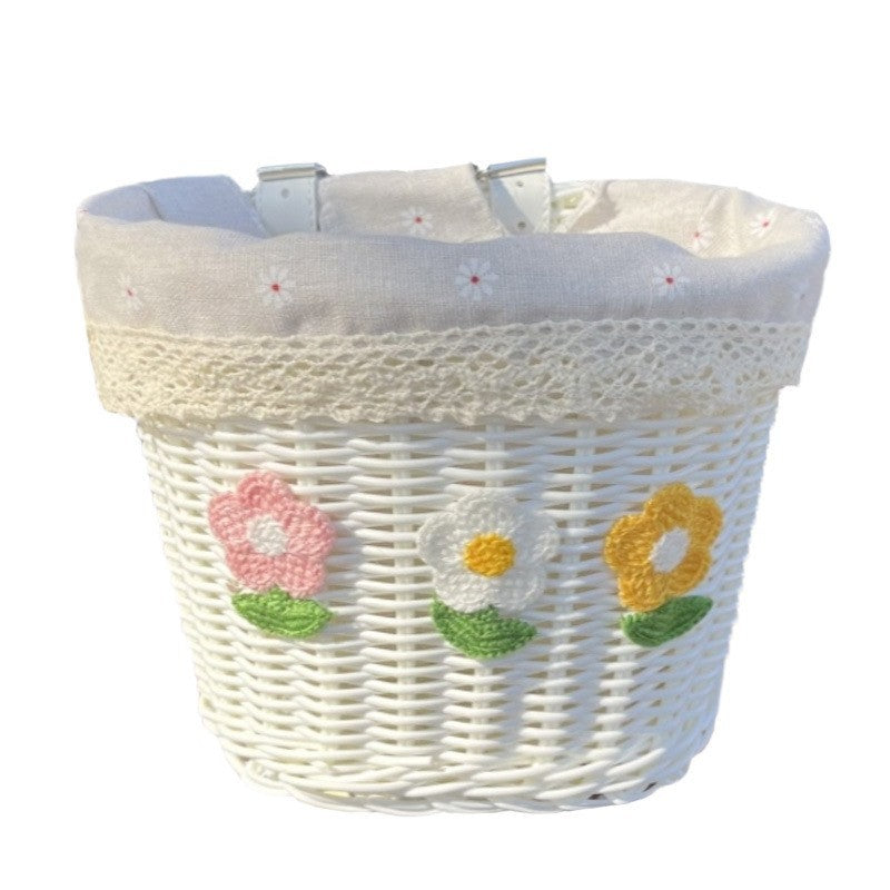 Floral Embroidered Woven Storage Basket Siopsrl