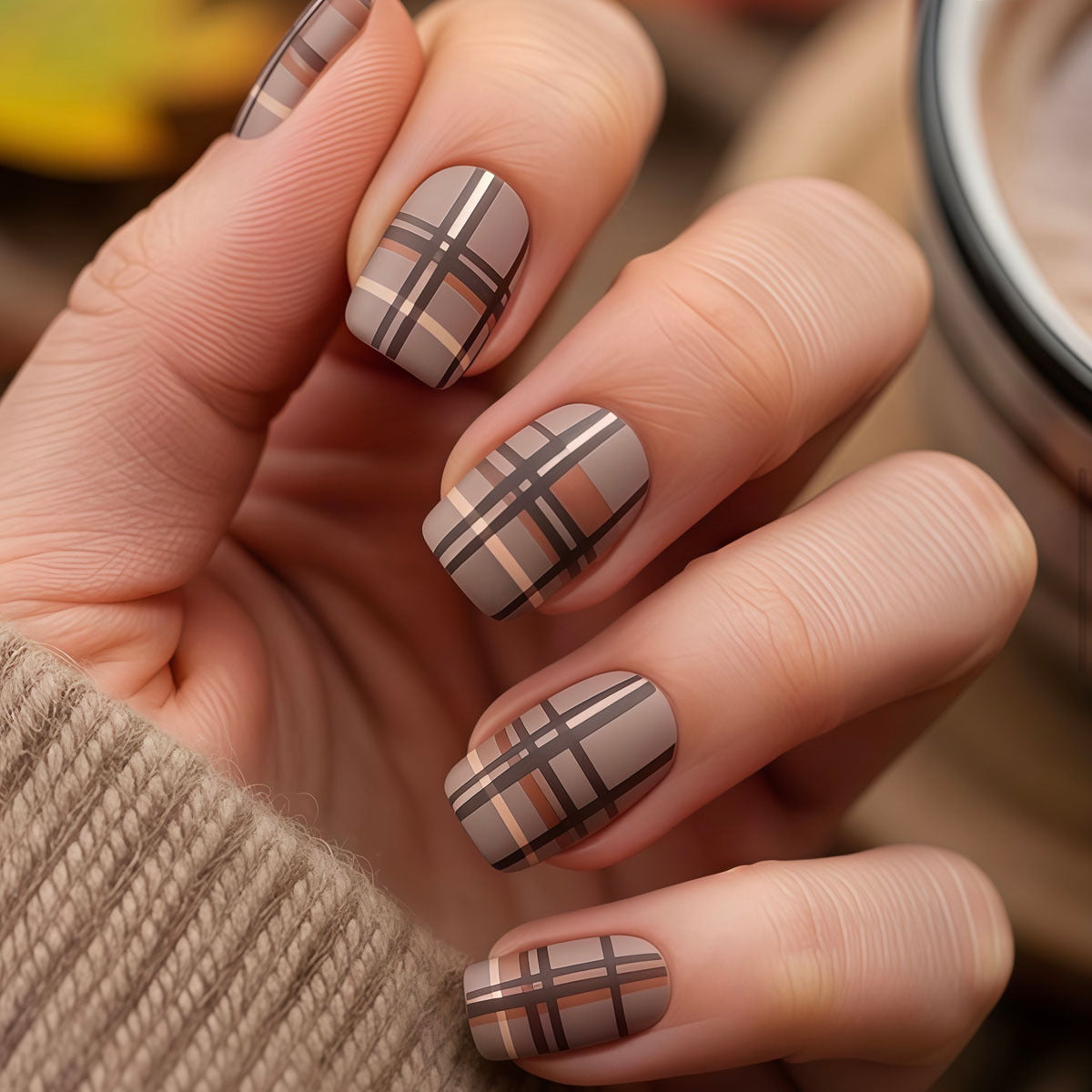 Siopsrl | Stylish Plaid Press-On Nail Set Siopsrl