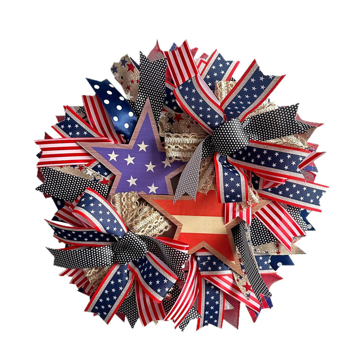 Siopsrl | Unisex nan more patriotic door wreath made of ribbon and wooden stars Siopsrl
