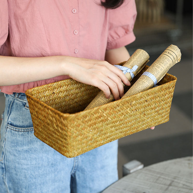 Rectangular Natural Wicker Storage Basket