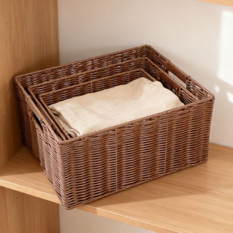 Women's storage basket made of woven material with integrated lids Siopsrl