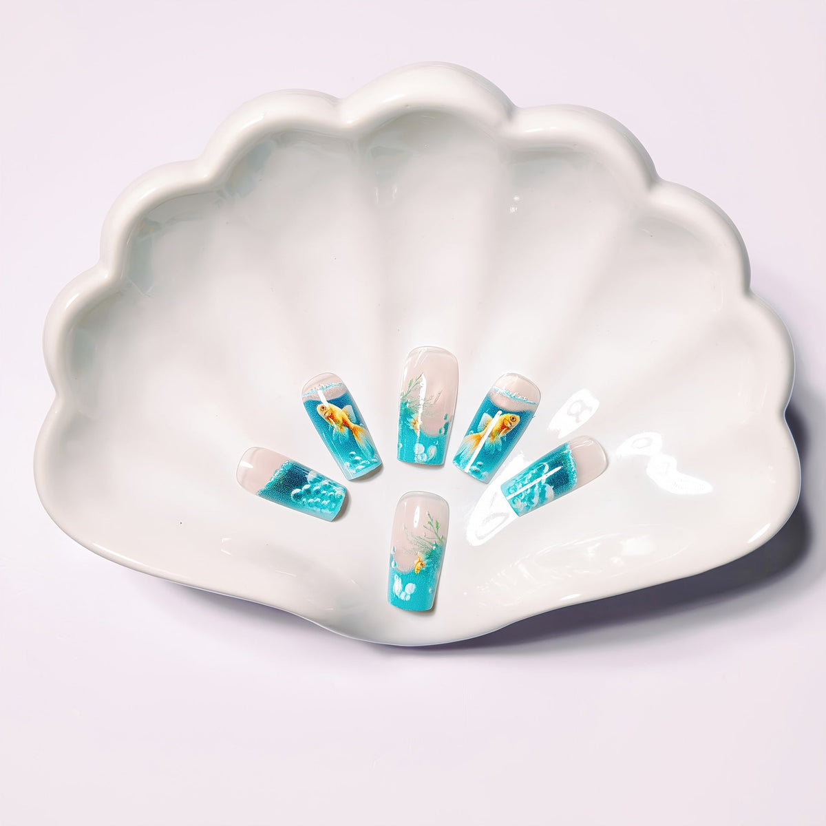 Siopsrl | Artificial nails with Lively Water World motif Siopsrl