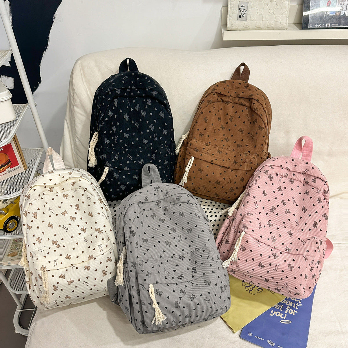 Siopsrl | Backpack Made of High-Quality Cord with Playful Applications Siopsrl