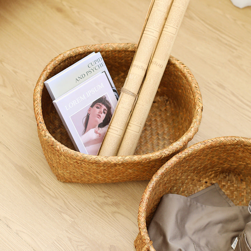 Unisex Natural Fiber Storage Basket with Wide Rim Siopsrl