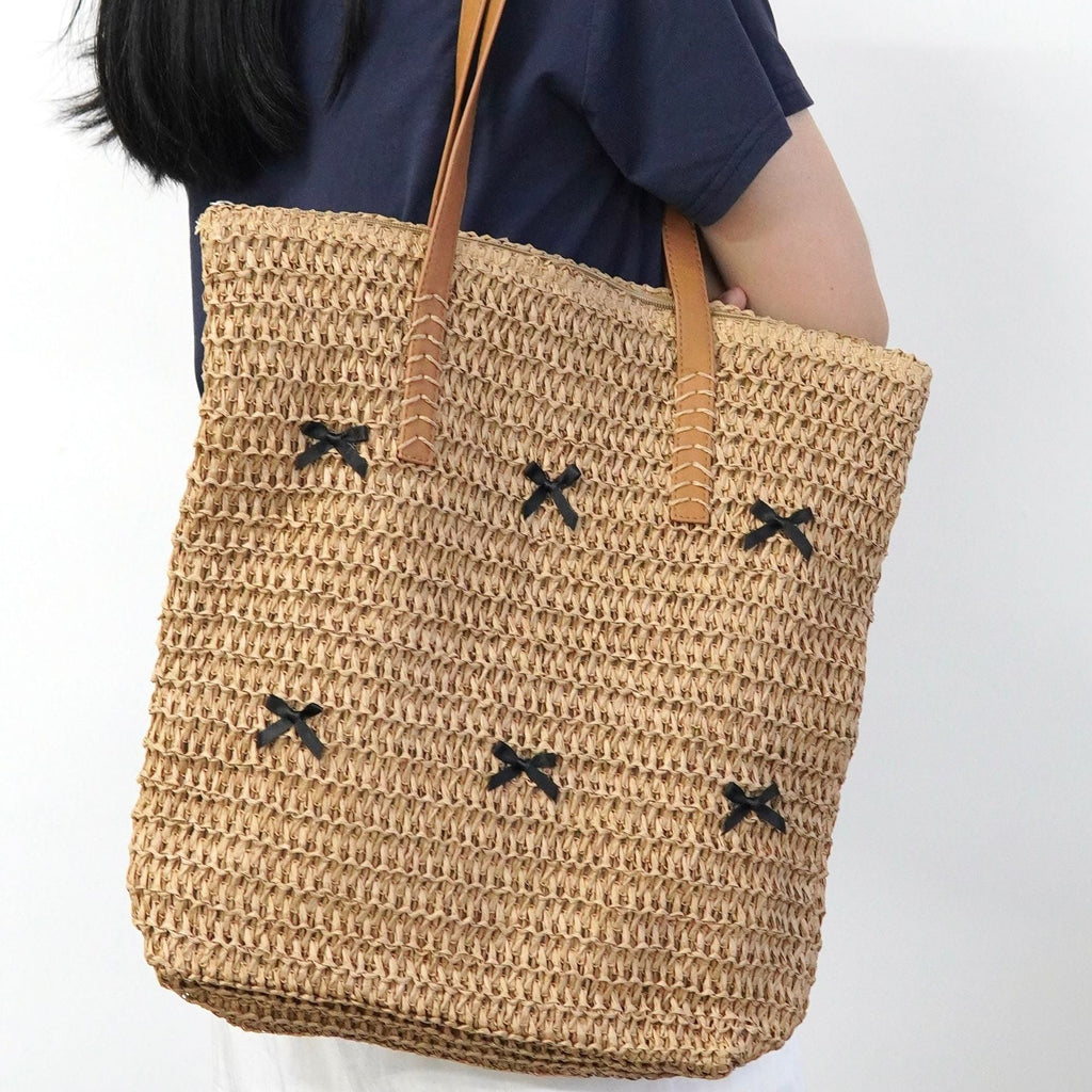 Siopsrl | Trendy large beach bag with original bow appliqués Siopsrl