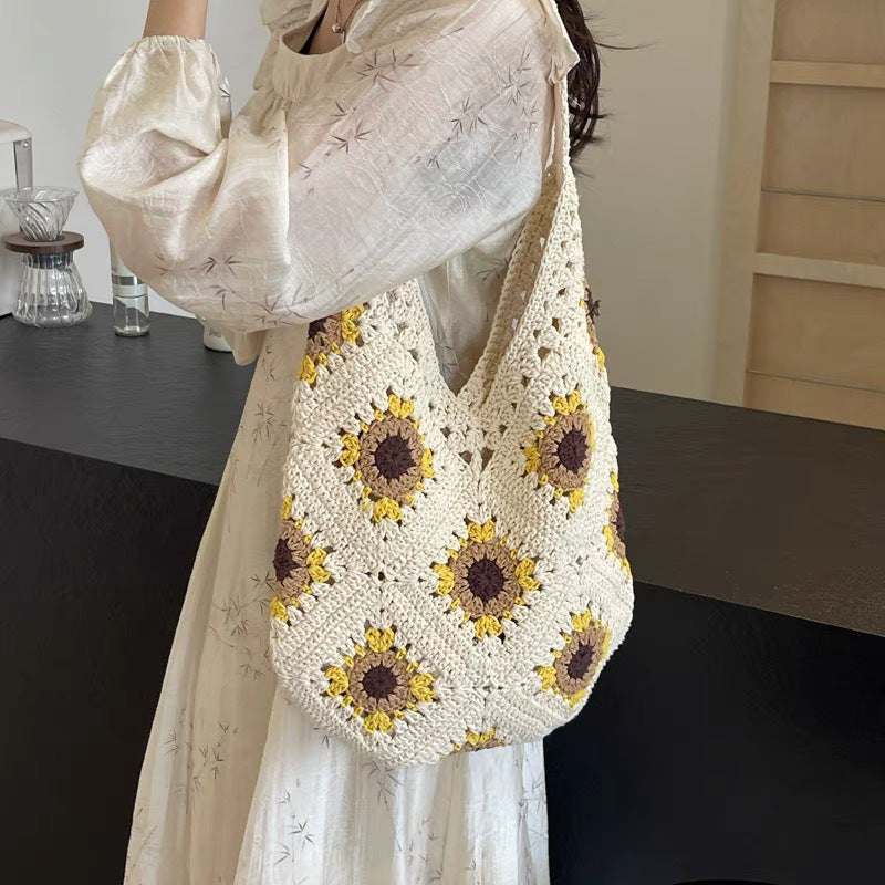 Siopsrl | Macrame Shopper with Colorful Flower Pattern Siopsrl